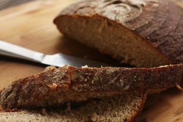 Delicious fresh rye bread on the table