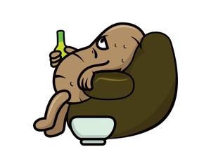 Couch Potato with Lazy Gesture Illustration