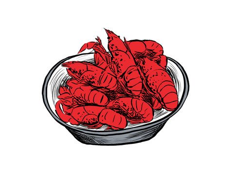 Illustration of Chinese Snack - Thirteen Spices Crayfish | 十三香小龙虾
