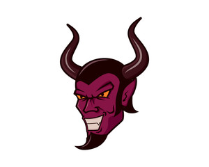 Detailed Smiling Devil Face Illustration