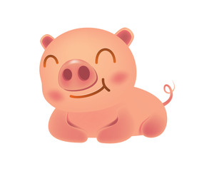 Cute and Sweet Pig with Cartoon Style