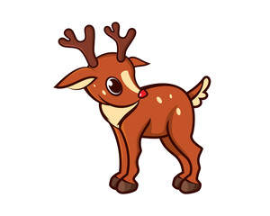 Cute and Sweet Reindeer with Cartoon Style