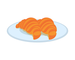 Detailed Croissants on the Plate Illustration