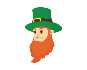 Leprechaun Head with Green Hat Illustration