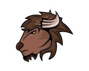Detailed Bison Head with Calm Gesture Illustration