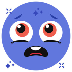 
Eyes full on water, crying emoji icon in flat style 
