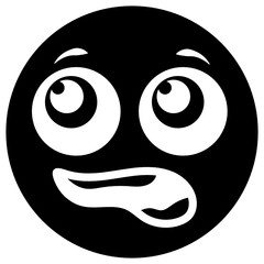 
A solid vector design of astonished emoticon in solid style 
