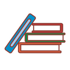 Isolated books elementary school tools icon - Vector