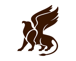 Griffin Mythology Creature Illustration with Silhouette Style