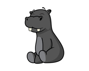 Cute and Sweet Hippopotamus Illustration