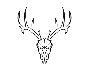 Deer Skull Illustration with Silhouette Style