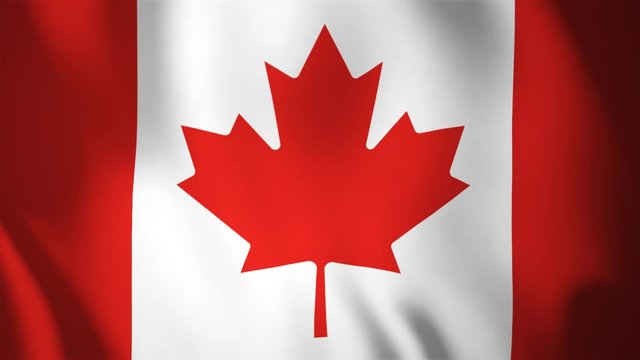 Satin Canadian Flag Waving. Animation Of Official State Symbol