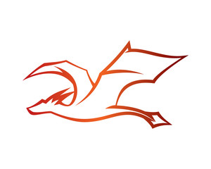 Obraz premium Flying Dragon Illustration with Silhouette Style