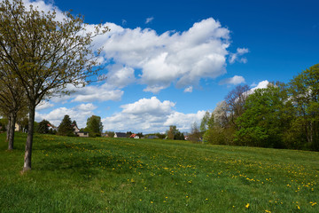 Obraz premium Gemeinde Sohland an der Spree im Frühjahr 