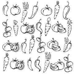 Vegetables icon hand drawn