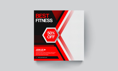 Gym social media post banner design, gym social media post