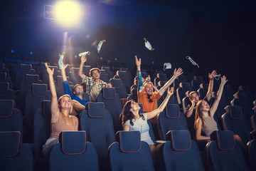 Cinema, movie theatre during quarantine. Coronavirus pandemic safety rules, social distance during...