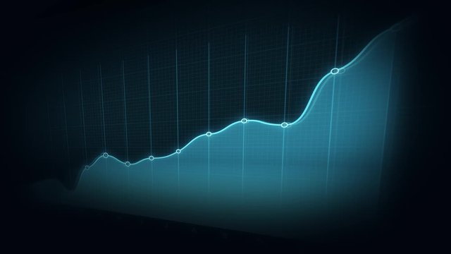3d Business Growth And Success Arrow Infographics/ 4k animation of a 3d business infographics with rising arrow and bar stats appearing, symbolizing growth and success, with glitch and noise digital e