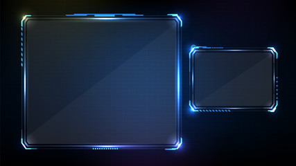 abstract futuristic background of blue glowing technology sci fi frame hud ui © moxumbic