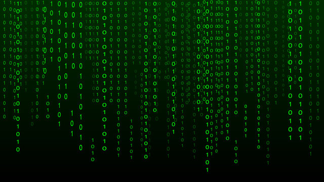Digital background green matrix. Matrix background with digits 1.0. Binary computer code. Hacker coding concept.  illustration.