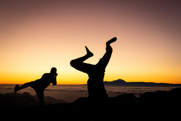 Fototapeta premium Silhouette in Roque Nublo on Gran Canaria