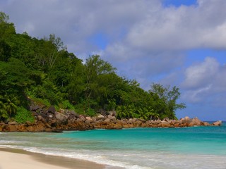 Seychelles, Indian Ocean, Praslin Island, east coast, Anse Georgette beach