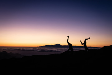 Silhouette in Roque Nublo on Gran Canaria