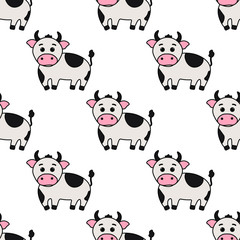 Bull vector art background design for fabric and decor. Seamless pattern. Chinese new year 2021 seamless pattern.