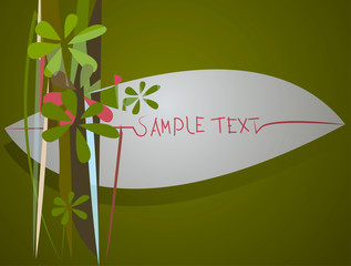 Abstract illustration with green leaves and flowers.