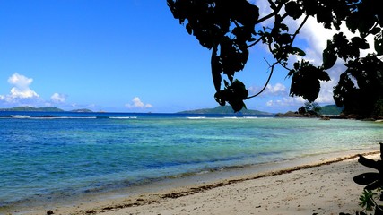 Seychelles, Indian Ocean, Praslin Island, east coast, Anse La Blague beach
