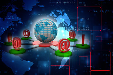 3d illustration Network community concept .e mail sign