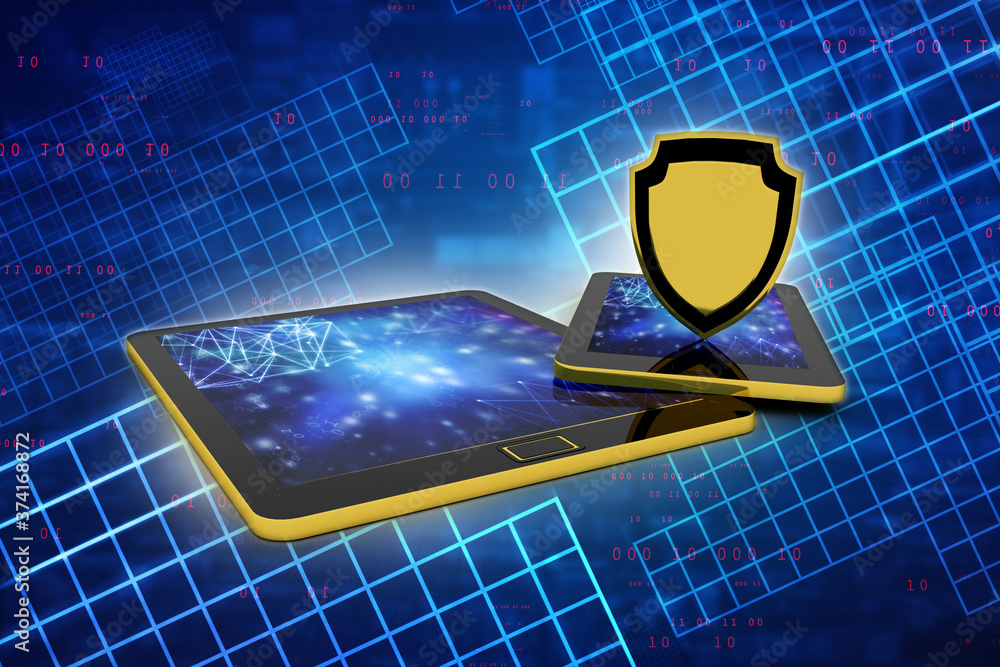 Poster 3d rendering Transmitter mobile with shield