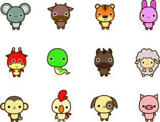 12지신 자축인묘진사오미신유술해 띠 year 동물캐릭터 © lee