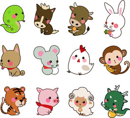 12지신 자축인묘진사오미신유술해 띠 year 동물캐릭터 © lee