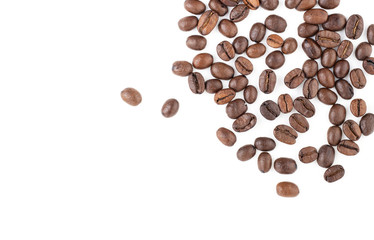 coffee beans on a white background, top view