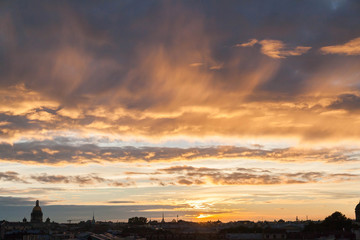 Saint Petersburg rooftop cityscape with view on St Isaac's cathedral