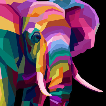 close up head elephant pop art portrait premium vector, can be used for posters, banner, wallpaper, decorative