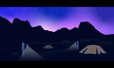 Two Tent on Mountain Illustration Design