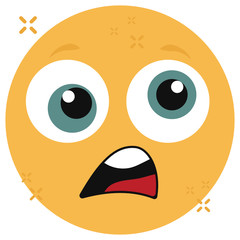 
Screaming with shocked emoticon, editable icon in flat style 
