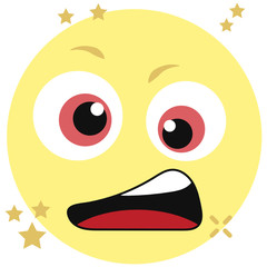 
Screaming with shocked emoticon, editable icon in flat style 
