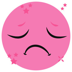 
Sad emoji, upset emotag in flat style 
