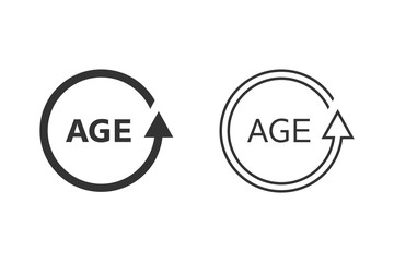 Age Vector Line Icon Set isolated on white