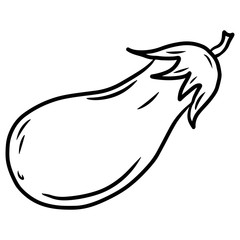 Eggplant. Hand drawn vector illustration in doodle style, isolated on a white background.