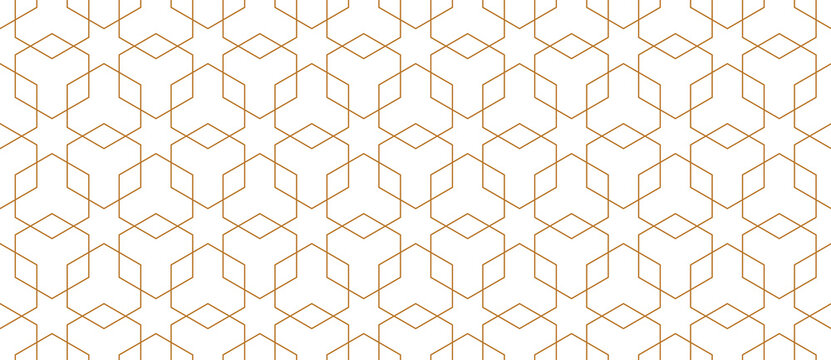 Fototapeta Vector seamless geometric pattern. Modern thin hexagon grid texture.