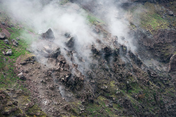 Vesuvius volcano smoking crater view