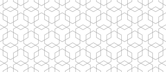 Vector seamless geometric pattern. Modern thin hexagon grid texture.