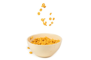 Honey rings cereal box for morning breakfast.