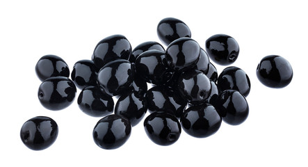 Black olives isolated on white background