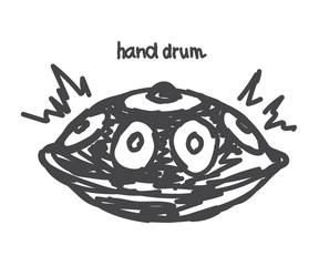 Hand drum on a white background. Sketch. Vector illustration.