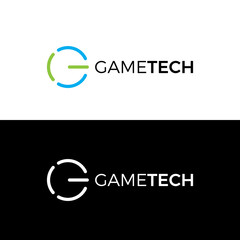 Obraz premium Letter G + power symbol. Gametech logo. Icon vector.